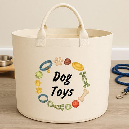 Personalised dog toys basket storage Felt Trug, perfect gifts fun storage basket trugs toy storage cute friend mum book storage dog gifts pets pet puppy storage personalised pet gifts