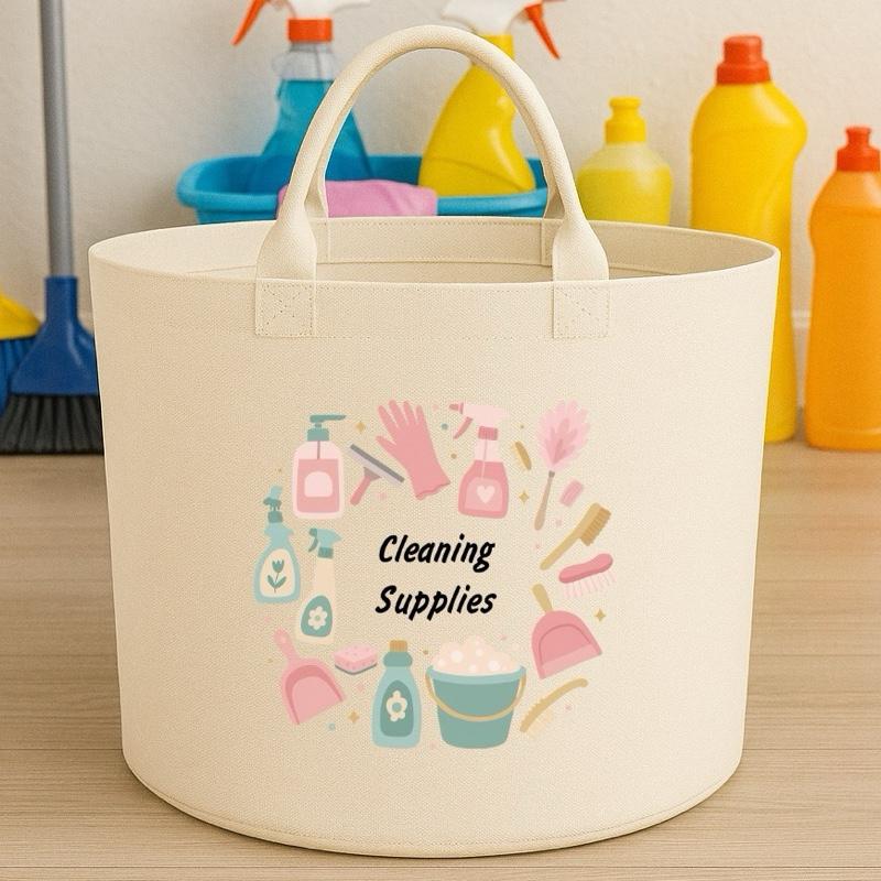 Personalised cleaning supplies gift basket storage Felt Trug, perfect gifts women men kids gift fun storage basket trugs toy storage cute friend mum Lightweight Organiser neutral gifts