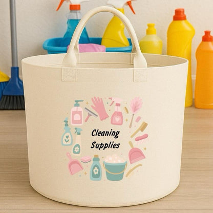 Personalised cleaning supplies gift basket storage Felt Trug, perfect gifts women men kids gift fun storage basket trugs toy storage cute friend mum Lightweight Organiser neutral gifts