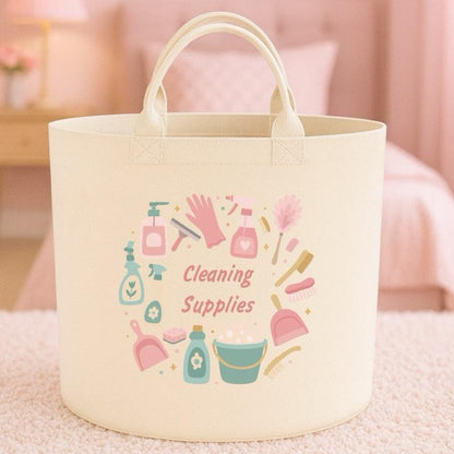 Personalised cleaning supplies gift basket storage Felt Trug, perfect gifts women men kids gift fun storage basket trugs toy storage cute friend mum Lightweight Organiser neutral gifts