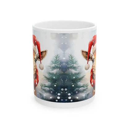 Funny giraffe christmas mug - cute gift for secret santa or stocking filler drinkware washable reusable cup tumbler reuse coffee ceramic xma
