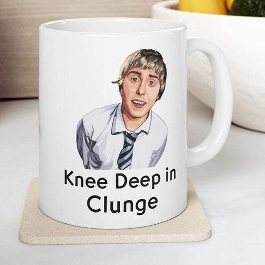Funny mug - inbetweeners knee deep mug - funny inbetweeners jay cartwright gift coffee mug drinkware washable reusable tumbler reuse ceramic