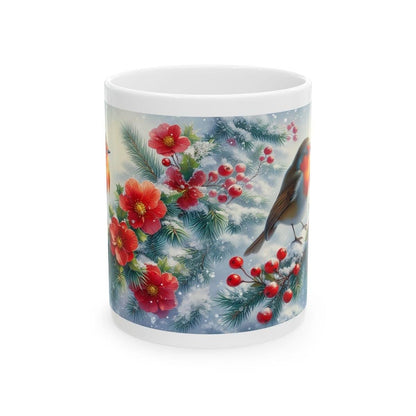 Cute winter christmas robin mug - perfect for hot drinks - drinkware, tumblers cup reusable bottles washable reuse coffee xmas mugs tea fest