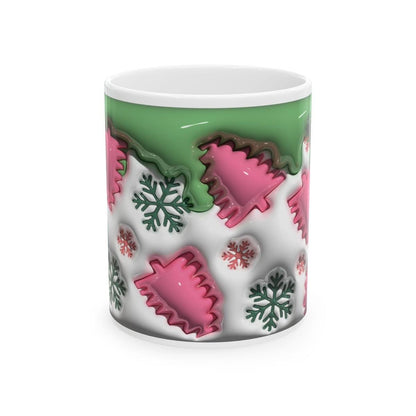 Christmas tree snowflake mug - 3d style - perfect for festive parties - drinkware, cup reusable tumblers washable reuse ceramic coffee obses