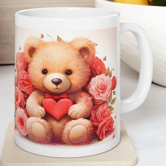 Love heart bear 3d mug - perfect gift for christmas and valentine's day birthday boyfriend girlfriend wife husband secret santa stocking fil
