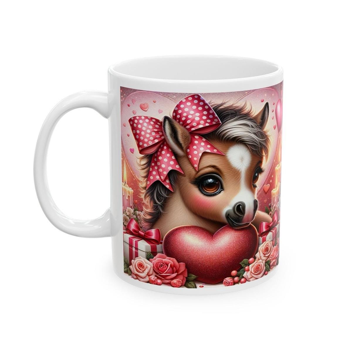 Valentines horse pony heart mug - perfect gift for boyfriend, girlfriend, or wife - drink, drinkware cup tumblers xmas christmas washable re