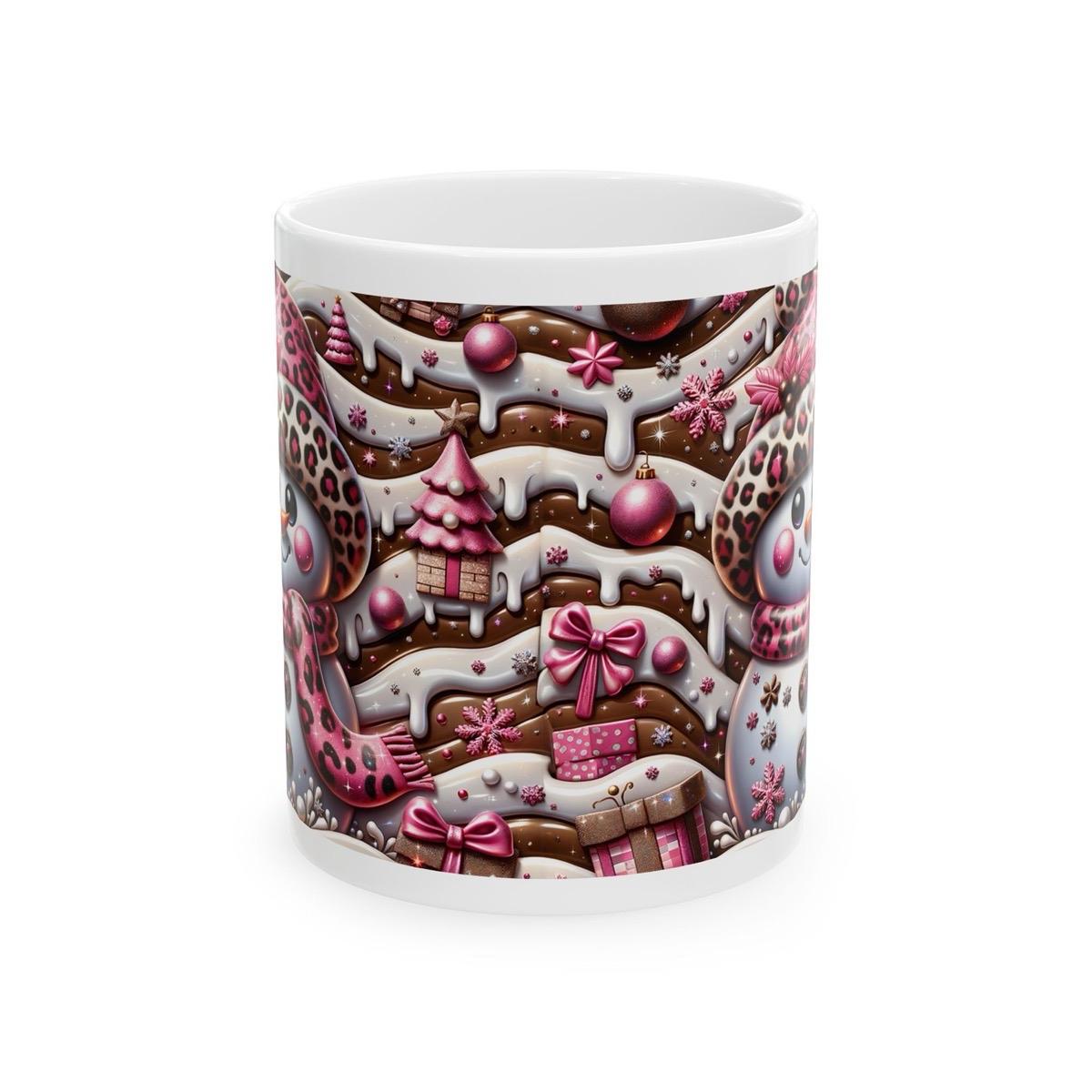 3d snowman christmas mug – cosy winter design with pink and brown accents, perfect festive gift! drinkware reusable tumblers cup washable