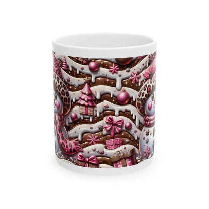 3d snowman christmas mug – cosy winter design with pink and brown accents, perfect festive gift! drinkware reusable tumblers cup washable