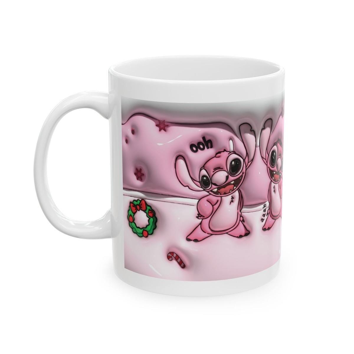 Grinch style mug - pink xmas christmas gift secret santa festive drinkware reusable reuse washable coffee cup tumbler ceramic mugs cute girl