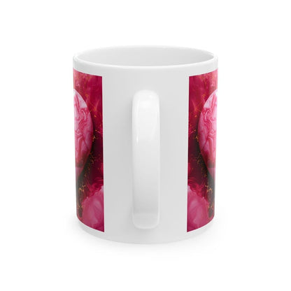 Pink marble heart style mug - reusable and perfect for drinks - drinkware washable cup tumbler reuse coffee ceramic valentines xmas girlfrie