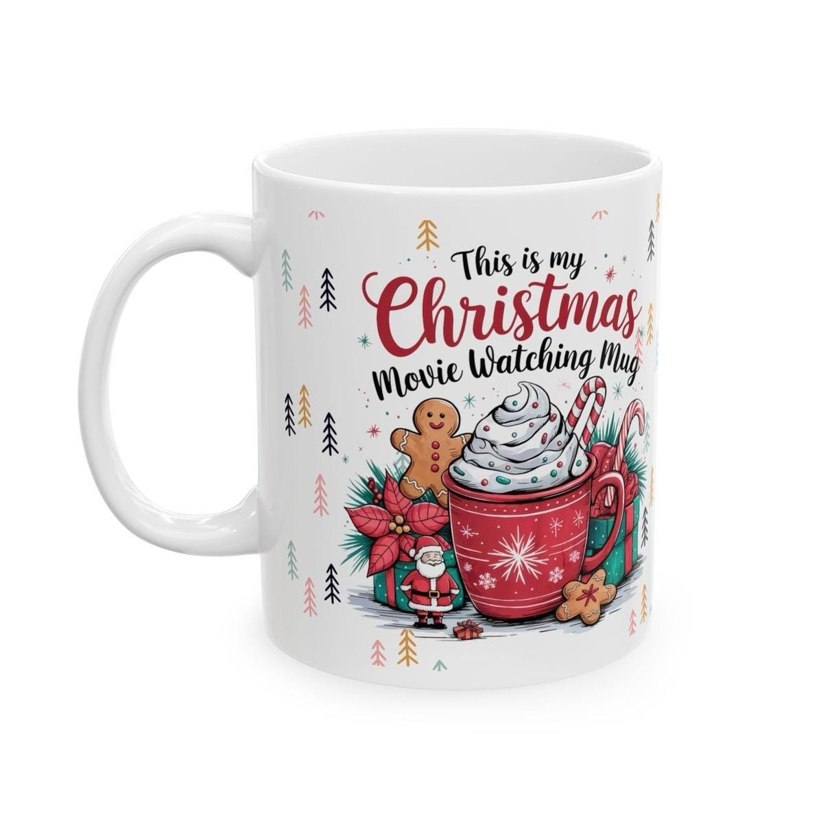 Cute funny christmas movie watching mug - perfect xmas stocking filler or secret santa gift drinkware washable tumbler reusable coffee reuse