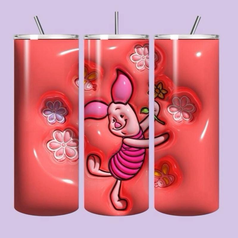 Piglet winnie pooh tumbler 20oz - cute design for drinking enthusiasts - portable flask for on-the-go beverages drinkware mug water bottles