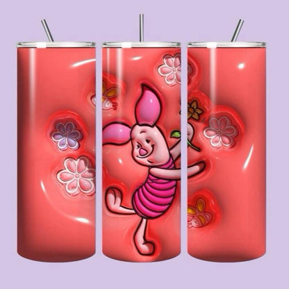 Piglet winnie pooh tumbler 20oz - cute design for drinking enthusiasts - portable flask for on-the-go beverages drinkware mug water bottles