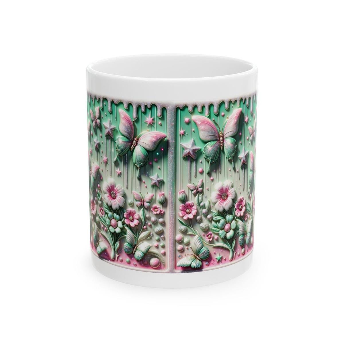 Butterfly flower star 3d mug - perfect for coffee and tea xmas mugs festive  drink drinkware washable reusable tumbler reuse ceramic cute gi