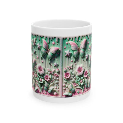 Butterfly flower star 3d mug - perfect for coffee and tea xmas mugs festive  drink drinkware washable reusable tumbler reuse ceramic cute gi