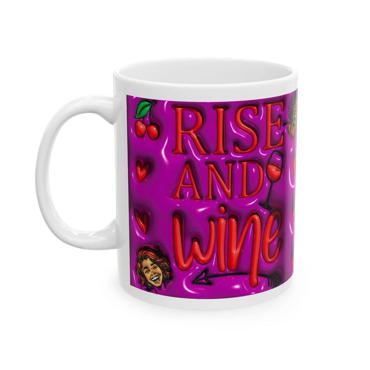Funny mug gift xmas - rise and wine - perfect for coffee lovers - drinkware, cup washable reusable tumblers bottles ceramic reuse rude mugs