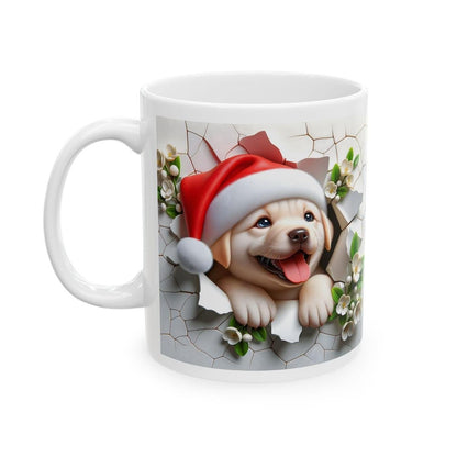 Golden retriever puppy mug - xmas style gift for dog lovers - drinkware, cup reusable tumblers ceramic washable coffee bottles reuse mugs mo