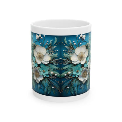 Winter christmas flowers 3d mug - secret santa - stocking filler - perfect gift - gifts drinkware tumbler washable reusable reuse ceramic cu