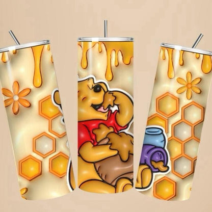 Winnie pooh tumbler 20oz - cute design for drinking enthusiasts - portable flask for on-the-go beverages drinkware mug water bottles bottled
