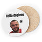 Mashtag brady mug coaster 'hello dogieee' - heat resistant tableware for dog lovers - durable & easy to clean - perfect gift for friends gif