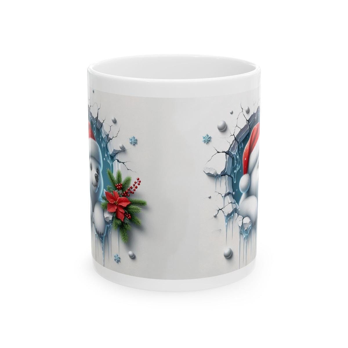 Christmas polar bear 3d mug - perfect for your morning drinks - tumblers, drinkware cup reusable ceramic reuse washable coffee xmas mugs tea