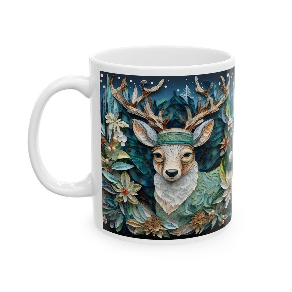 Mystical deer mug - christmas secret santa stocking filler - perfect gift for holidays - gifts drinkware tumbler reuse washable cup reusable