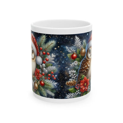 Christmas owl mug - perfect for your morning drinks - drinkware, cup tumblers bottles reusable washable coffee reuse ceramic xmas mugs tea f