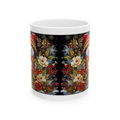 Funny snowman 3d floral christmas mug - secret santa stocking filler gift - gifts drinkware washable reusable tumbler reuse cup coffee ceram