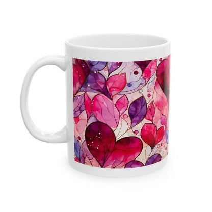 Heart mosaic stained glass effect mug - perfect xmas, christmas and valentines gift for home and kitchen - drinkware reusable washable tumbl