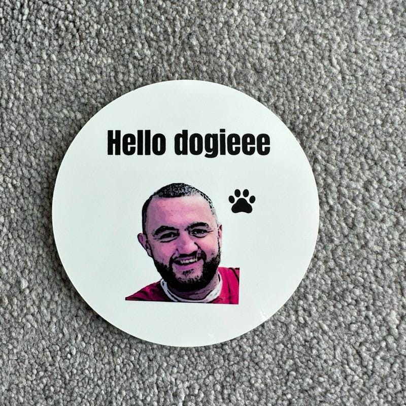 Mashtag brady mug coaster 'hello dogieee' - heat resistant tableware for dog lovers - durable & easy to clean - perfect gift for friends gif