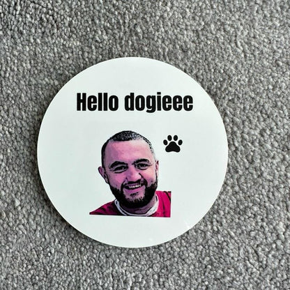 Mashtag brady mug coaster 'hello dogieee' - heat resistant tableware for dog lovers - durable & easy to clean - perfect gift for friends gif