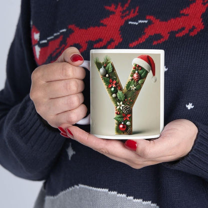 Personalised 'y' edition christmas mug - unique gift for xmas - stocking filler - drinkware washable reusable reuse ceramic cup tumbler coff