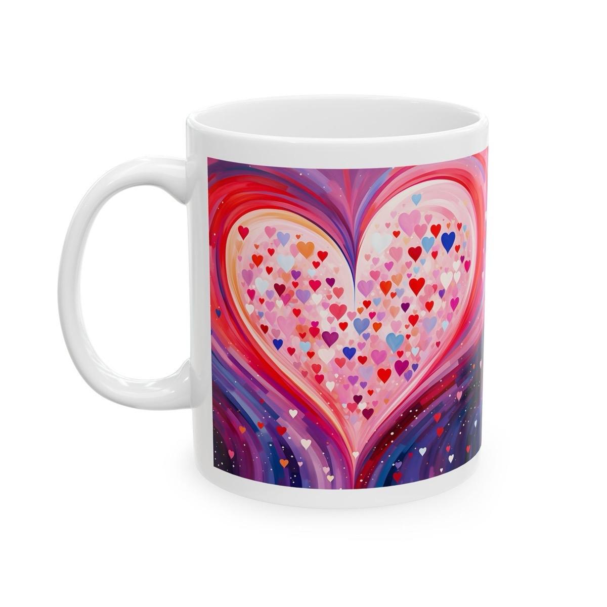 Cute hearts mug for valentines and christmas - perfect for drinks - drinkware tumbler reusable cup washable reuse ceramic coffee xmas girly