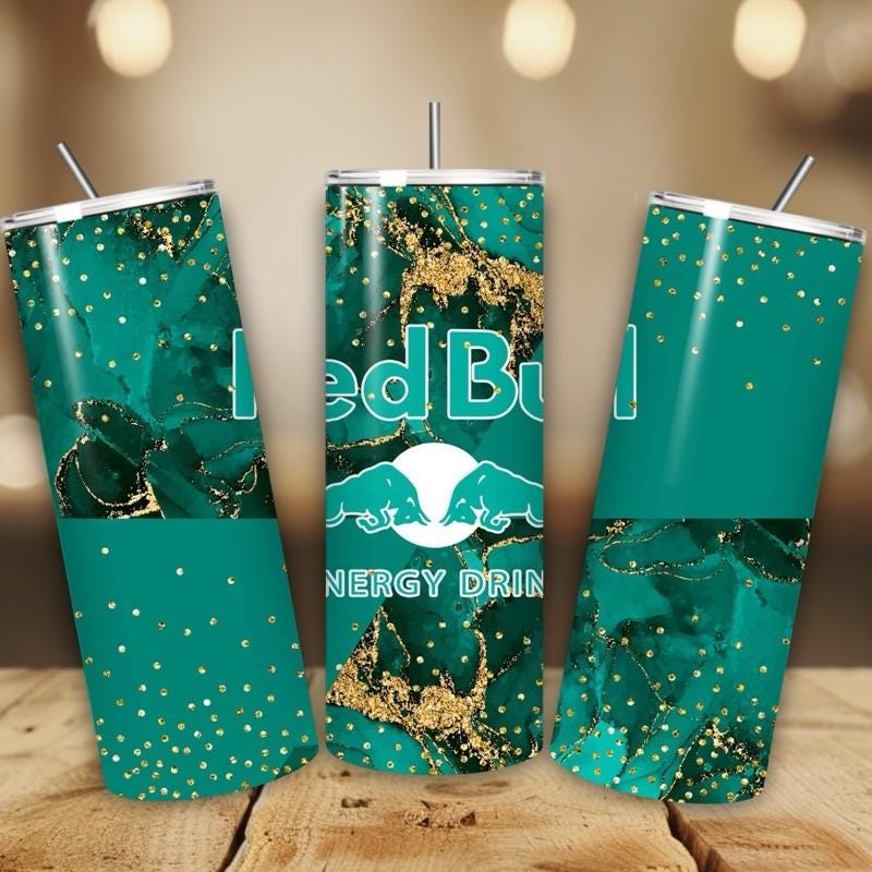 Red bull tumbler 20oz - turquoise gold style marble perfect for on-the-go hydration - vacuum flask - cup drinkware mug bottles water bottles