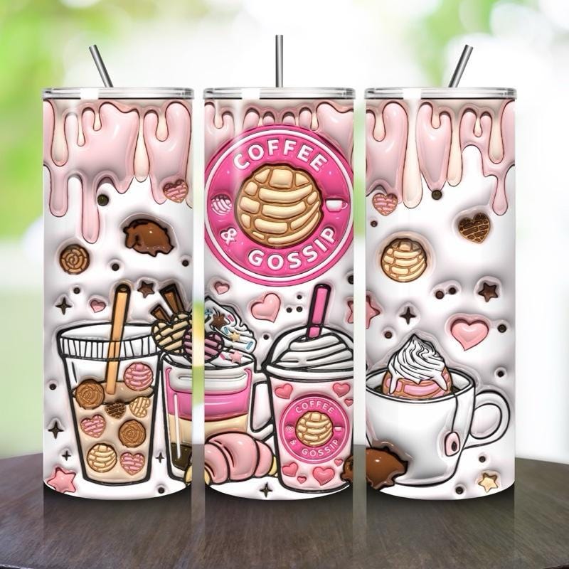 Girly coffee gossip tumbler 20oz - pink drip 3d style perfect for on-the-go hydration - vacuum flask - cup drinkware mug bottles water bottl