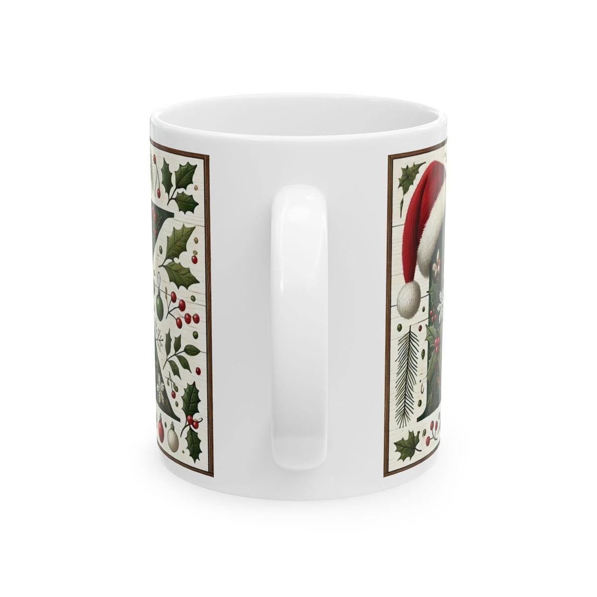 Personalised 'k' edition christmas mug - unique gift for xmas - stocking filler - drinkware washable reusable reuse ceramic cup tumbler coff