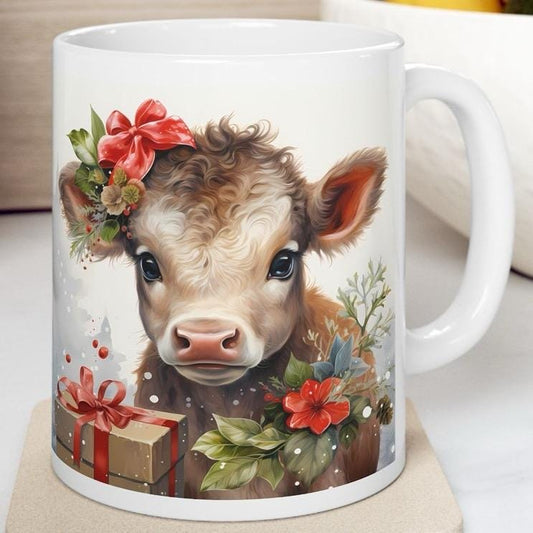 Cute highland cow christmas mug - secret santa stocking filler - perfect gift for office - gifts drinkware washable tumbler reusable cup cof