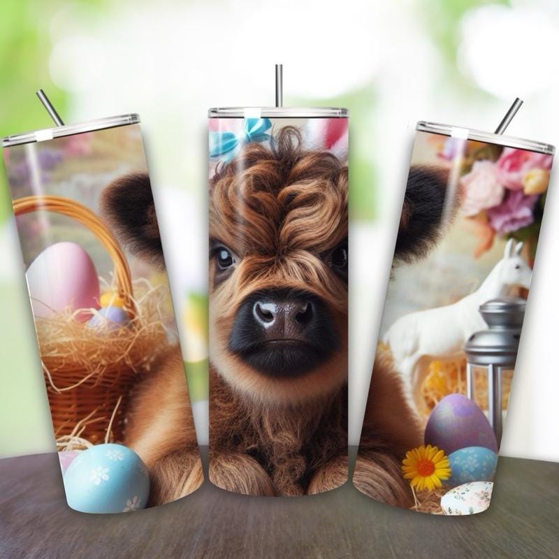 Cute highland cow easter 20oz tumbler style - perfect for any occasion drinkware flasks mug bottles water bottles bottled flask bottle insul
