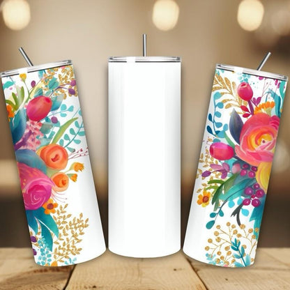 Personalised tumbler floral style 20oz - perfect for on-the-go hydration - vacuum flask - cup drinkware mug bottles water bottles bottled po