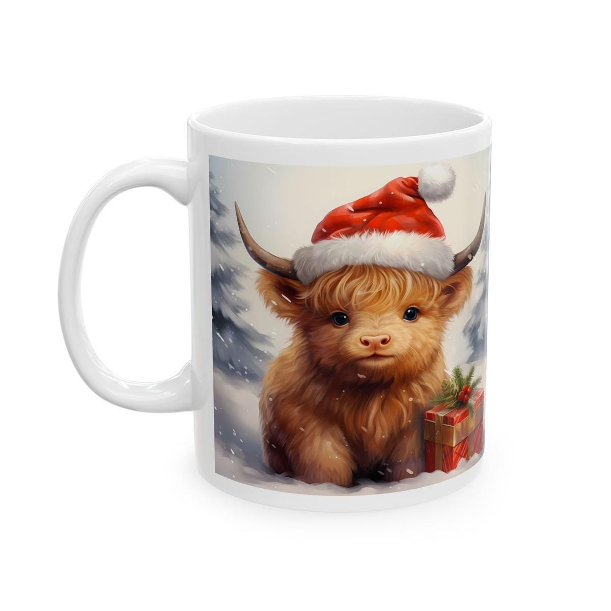 Highland cow mug - perfect secret santa stocking filler gift drinkware washable cup tumbler reuse reusable coffee ceramic xmas mugs tea fest