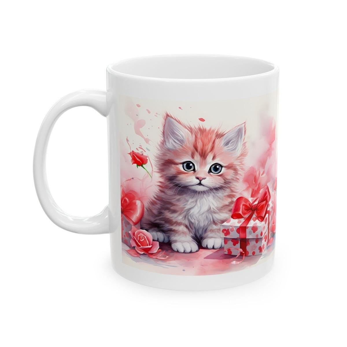 Cute kitten cat mug - perfect xmas valentines christmas gift for secret santa stocking filler drinkware tumbler washable cup reuse reusable
