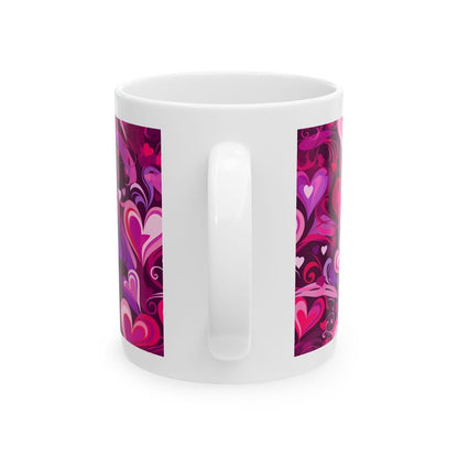 Cute pink purple hearts mug - perfect xmas gift for secret santa or valentine's day - drinkware washable reusable tumbler cup reuse coffee c