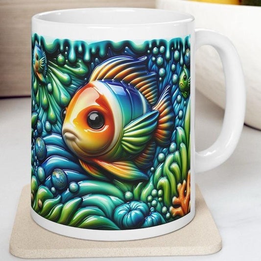 Tropical fish underwater paradise 3d mug for coffee and tea - drinkware, cup bottles tumblers reusable washable reuse xmas mugs festive cute