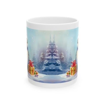 Cute baby penguin christmas mug - secret santa stocking filler gift - gifts drinkware tumbler cup reusable washable reuse ceramic coffee xma