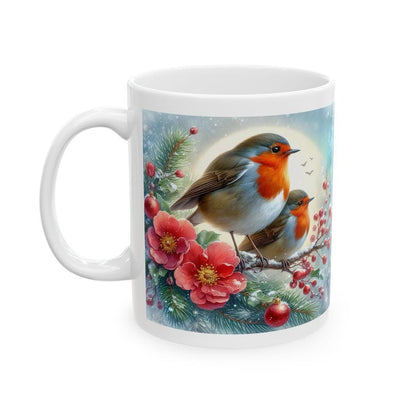 Robin cute christmas mug - perfect for your morning beverage - drinkware, cup tumblers reusable bottles washable reuse coffee ceramic xmas m