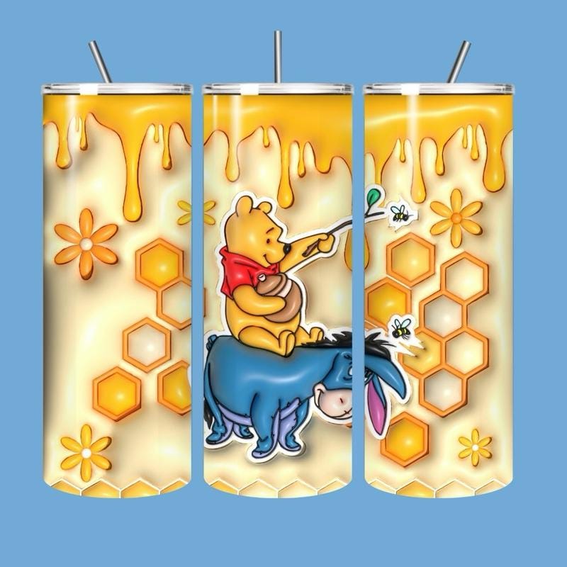 Winnie pooh eeyore tumbler 20oz - cute design for drinking enthusiasts - portable flask for on-the-go beverages drinkware mug water bottles
