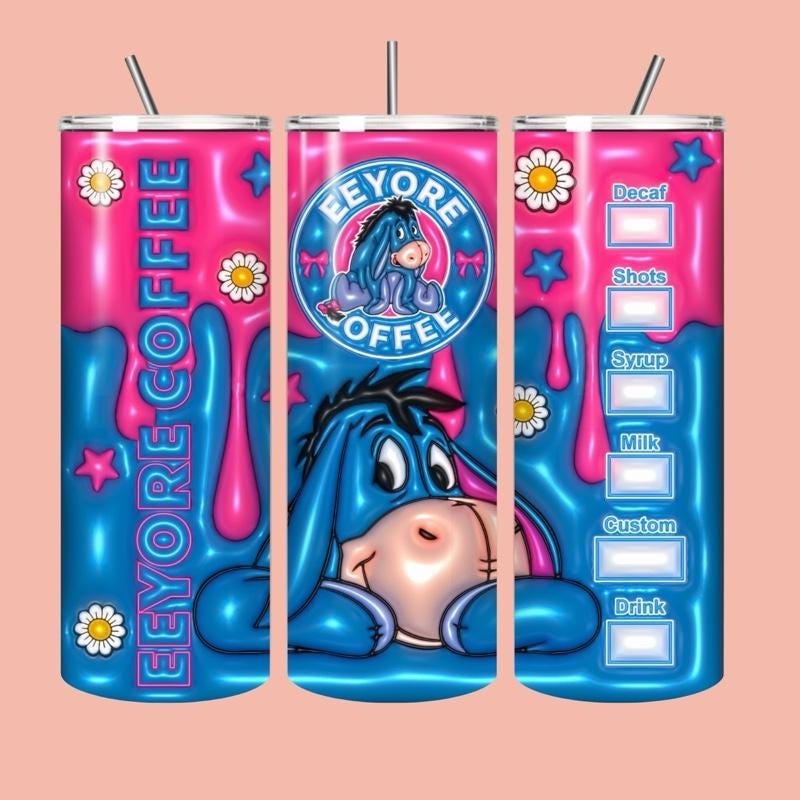 Eeyore winnie pooh tumbler 20oz - cute design for drinking enthusiasts - portable flask for on-the-go beverages drinkware mug water bottles