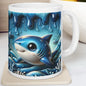 3d mug with shark water drip design - perfect tumbler for drinks - tumblers, drinkware cup glass bottles washable reusable ceramic reuse cof