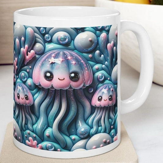 Jellyfish joy 3d mug - perfect for your morning coffee - tumblers, drinkware bottles cup glass washable reusable ceramic reuse xmas mugs tea