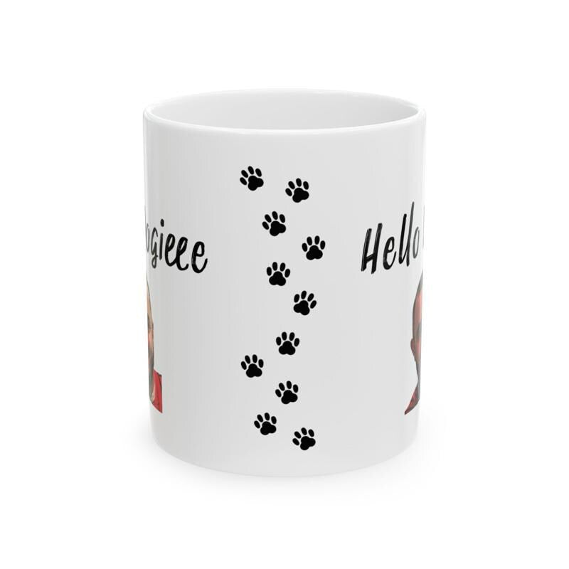 Hello doggie mug mashtag brady hello doggy mug - perfect for drinks - cup, drinkware washable reusable tumblers reuse ceramic coffee bottles